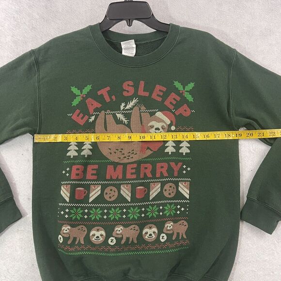 Christmas Sloth Holiday Sweatshirt Mens Sz Small Green Woodland Park Zoo Sweater - Picture 6 of 10